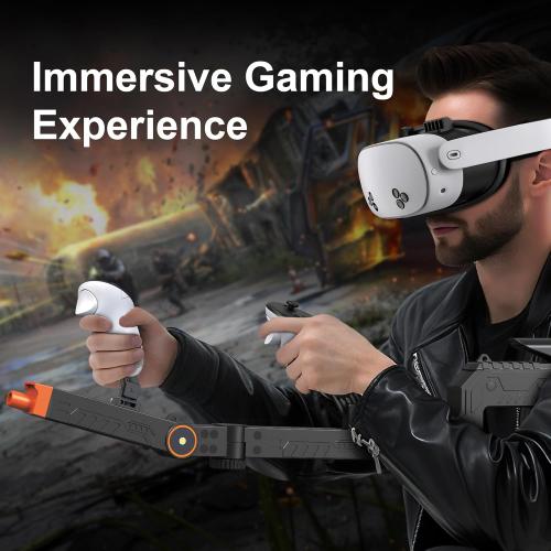 Upgraded VR Gun Stock Compatible with Meta Quest 3/ Quest 3S, Adjustment Gunstock Magnetic Accessories for Oculus Quest 3/3S, Controller Grips with Shoulder Straps for Enhance Control Feel, Realistic FPS Gaming Experience