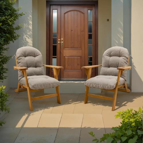 QILLOWAY Outdoor High Back Chair Cushion for Adirondack, All Weather Rocking Chair Cushions Thick Padded Replacement for Patio Furniture Set of 2,Beige
