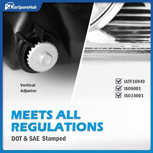 KarSpareHub Headlights Assembly for 2009-2010 Toyota Corolla Halogen Headlamp Replacement Chrome Housing Amber Reflector Passenger and Driver Side