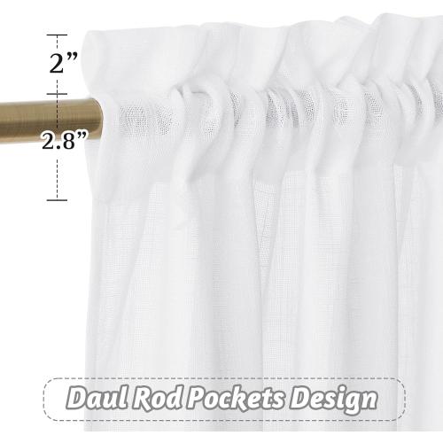 RYB HOME White Sheer Curtains 72 inches, Light Filtration Privacy Protection Thick Heavy Textured Short Curtains for Home Office Dormitory, W 42 x L 72 inches, 2 Panels Set