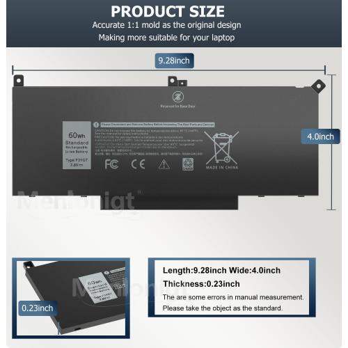 7480 F3YGT 2X39G 60WH Laptop Battery for Dell Latitude 12 7000 7280 7290 13 7000 7380 7390 P29S002 14 7000 7480 7490 E7280 E7480 E7490 E7290 E7380 Battery fits Dell 453-BBCF 451-BBYE KG7VF DM3WC DM6WC