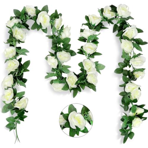 10PCS Fake Rose Garland, 7.5Ft Artificial Vines Flowers Hanging Rose Vine forfor Table Wedding Backdrop Arch Wall Party Mantle Festival Decor