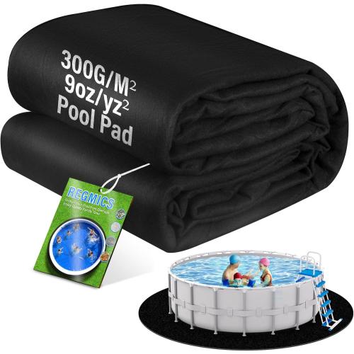 21ft Round Above Ground Pool Pad, 300G/M² (9oz/yz²) Heavy Duty Pool Mats | Seamless Puncture Resistant Under Pool Mat, Professional Ground Protector for Gravel & Concrete, Black