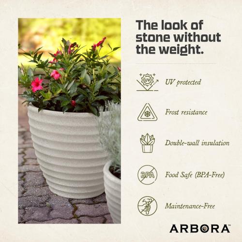 Ibiza Polyresin Indoor and Outdoor Planter with Classic Cream Finish - Durable, Weatherproof, Lightweight, Large Plant Pot for Patio, Garden, Deck, Entryway