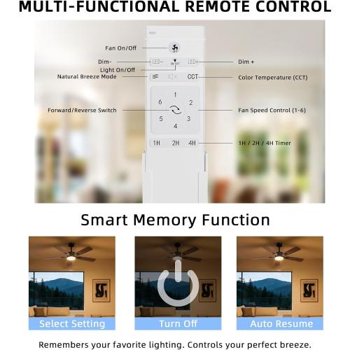 52 Inch Ceiling Fans with Lights, Large Ceiling fan with Light and Remote/APP Control, Quick Installation, 3CCT, Dimmable, Noiseless Reversible Motor, 5 Blades Black Ceiling Fan for Outdoor Indoor