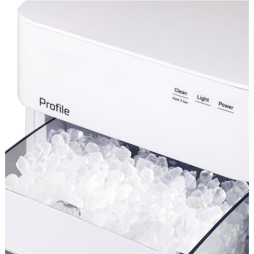 GE Profile Opal 2.0 Ultra Nugget Ice Maker with Scale Inhibiting Filter, Scoop Included, 38 lbs in 24 Hours, Pellet Ice Machine with WiFi & Smart Connected, Stone White