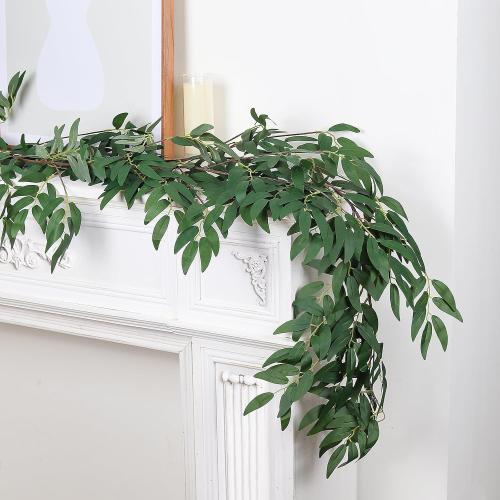 RECUTMS Artificial Willow Leaves Vine Twigs 2Pcs 5.9Ft Fake Hanging Ivy Plants Silk Green Leaf Rattan Garland Greenery Decor for Indoor Outdoor Home Wedding Arch Jungle Beach Birthday Party Garden