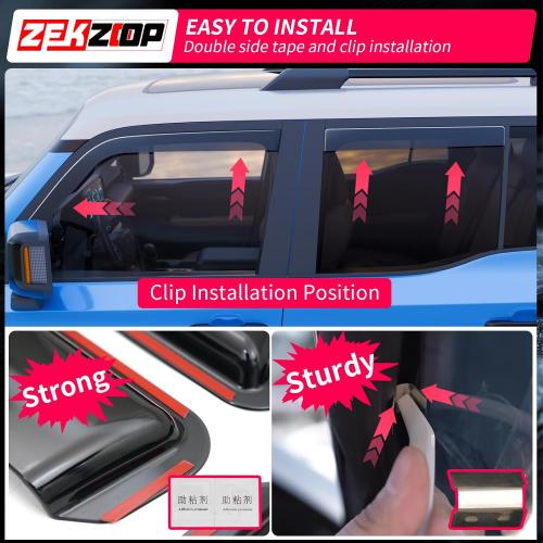 Visor Rain Guards Compatible with 2024 2025 2026 Toyota Land Cruiser Prado J250 LC250 Front and Rear in-Channel Window Visors Wind Deflectors Weather Shield for Prado 4PCS Accessories