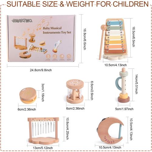 Baby Montessori Musical Instruments,Wooden Percussion Xylophone Musical Toys for Toddlers,Sensory Toys for 18  Month Old,Kids Preschool Educational,Birthday Gift for Ages 2 3