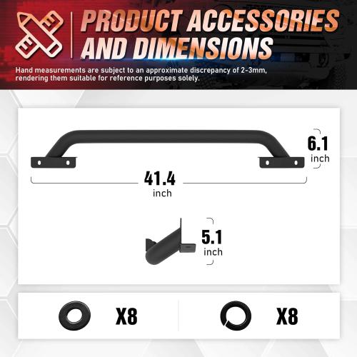 Bull Bar Grille Brush Guard with Light Bracket Compatible with 2021 2022 2023 2024 2025 2026 Ford Bronco (fit Modular Steel Front Bumper ONLY), Off Road Front Bumper Rack Rock Push Bar, Black