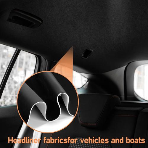 Suede Headliner Fabric Black 98 x 60 Inches with 4mm Thick Foam Backed Headliner Fabric for Car Suede Material Rubber Seam for Automotive auto Trucks Interior Repair