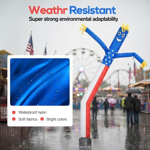 6ft American Flag Inflatable Waving Tube Man with Blower | Ideal for Business Promotion, Grand Openings, and Outdoor Events. Eye-catching Inflatable Tube dancer for Advertising