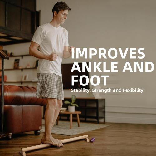 Versatile 40 Inch Beech Wood Balance Beam for Home Use - Enhance Balance, Ankle Foot Strength, Flexibility for All Ages, Physical Therapy Purposes for Plantar Fasciitis Relief.