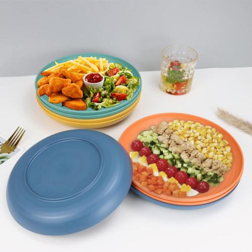 Homienly Set of 8  Size 10 inch Wheat Straw Dinner Plates Set of 8 - Alternative to Plastic, Microwave & Dishwasher Safe, Unbreakable Kids Plates with 4 Colors (Classic Bright)