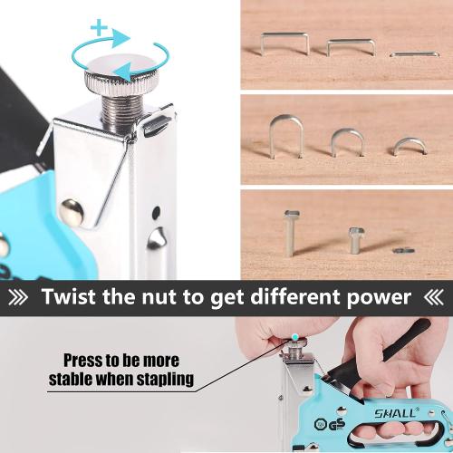 Blue SHALL Staple Gun Heavy Duty, 3-in-1 Upholstery Staple Gun Kit with 3000 Staples, Staple Remover, Manual Brad Nailer with Specific Staples Outlet Position Indicator