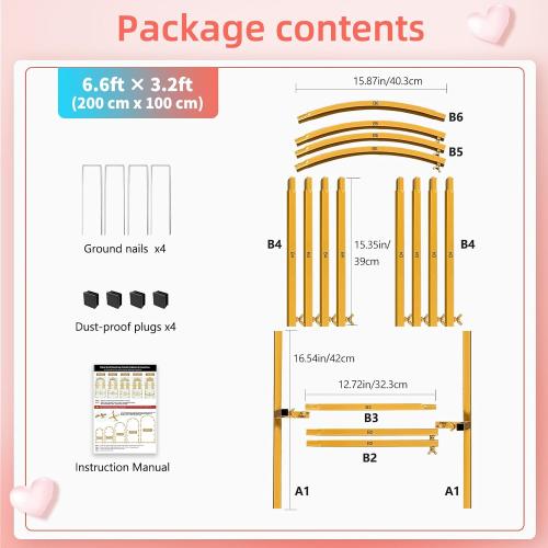 Gold Metal Arch Backdrop Stand, 6.6FT Wedding Arch Stand for Birthday Party Bridal Baby Shower Graduation Ceremony Photo Booth Garden Floral Balloon Arches Decoration