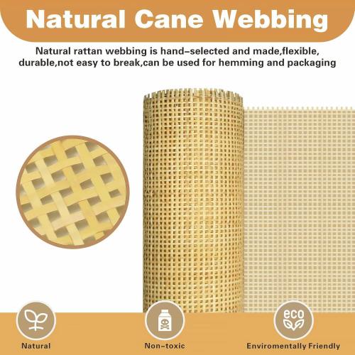 Size 24 Width Natural Cane Webbing 5 Feet, Rattan Webbing for Caning Project, Square Rattan Cane for Furniture Chair Cabinet Ceiling Door Sofa Beds