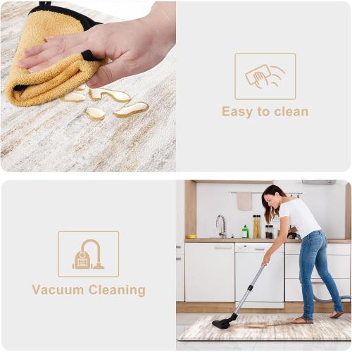 Anti Fatigue Kitchen Mats for Floor 2 Piece, Cushioned Abstract Kitchen Rugs,Memory Foam Kitchen Floor Mats, Standing Desk Mats for Laundry, Office, Sink Light Brown Multi
