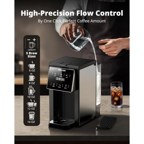 AIRMSEN Grind & Brew Coffee Maker with Built-in Grinder - Single-Serve Machine Compatible with K-Cup Pods & Ground Coffee, 1000W Fast 6-14oz Brew, Descaling Alert, Touchscreen & 50oz Removable Tank