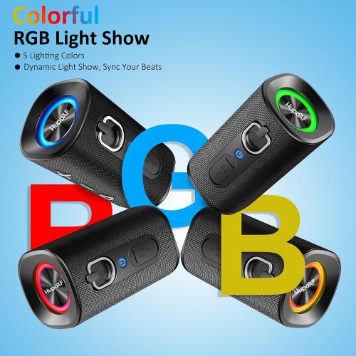 Bluetooth 5.4 Speaker, 2026 Wireless Bluetooth Speaker with 20W Stereo Deep Bass, HD Call, Colorful RGB Lights, TF-Card USB, TWS Pairing, IP-X7 Waterproof for Travel Party Home Beach Indoor Outdoor