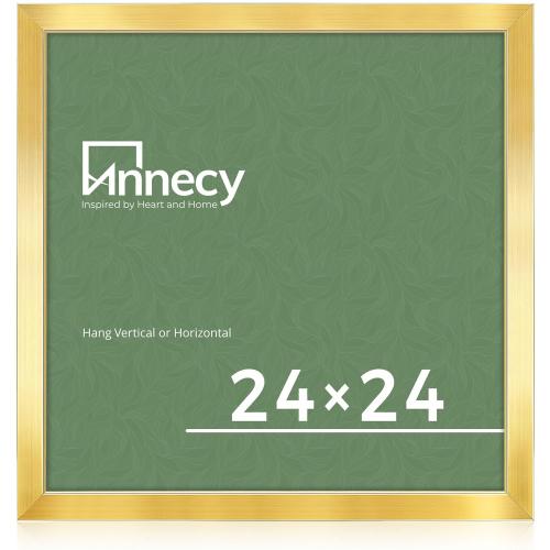 Annecy 24x24 Picture Frame Gold（1 Pack）, 24 x 24 Picture Frame for Wall Decoration, Classic Gold Minimalist Style Suitable for Decorating Houses, Offices, Hotels