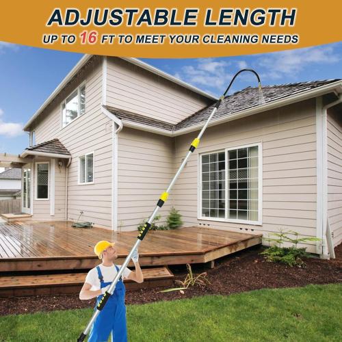 24FT Reach Gutter Cleaning Tools from The Ground, 16FT Long Reach Gutter Cleaner Wand with Hose Attachment, Telescoping Rain Gutter Cleaning Tool for Debris