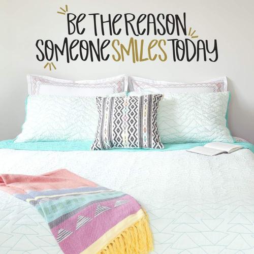 Paper Riot Co. Inspirational Wall Stickers Be The Reason Someone Smiles Today Positive Motivational Removable Adhesive Decals for Classroom Kids Room Nursery Bedroom Home Decor