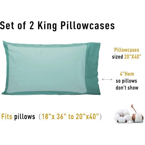 Sunflower King Pillowcases Set of 2, 100% Cotton Pillow Cases, Lagoon