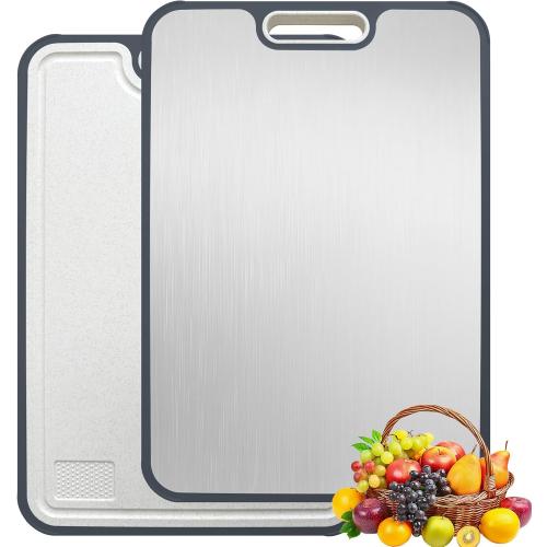 Cutting Boards for Kitchen Cutting Board Thickened Stainless Steel Wheat Straw PP Dishwasher Safe Double Sided Large Meat Cutting Boards 15 x 10 Inch   **1 pc .**