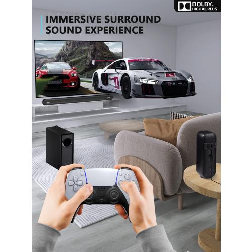 5.1 CH Surround Sound Bar with Dolby Audio, Sound Bars for TV, Wireless Subwoofer & Rear Speaker, Dolby Digital Plus, Bluetooth 5.3, Surround Sound System for Home Theater, 4K & HD TVs| HDMI & Optical