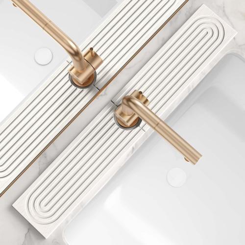 Faucet Mat for Kitchen Sink – Diatomite Stone Drying Mat & Sink Protector, Prevent Moisture – Sink Splash Guard Water-Absorbing Stone Tray for Bathroom Counter (Light Grey,23.6 x 3.9)