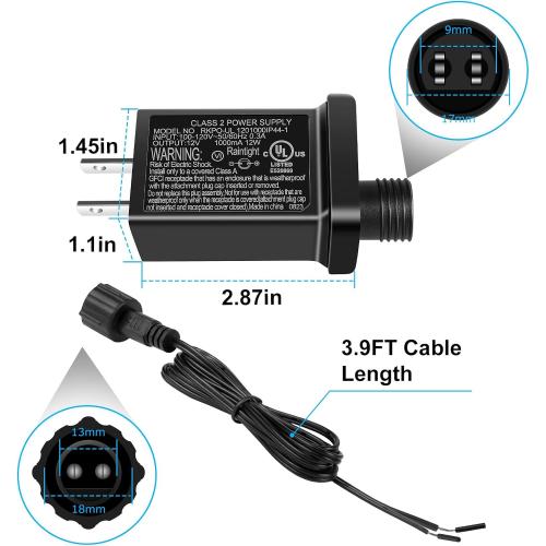 inShareplus 12V 1A LED Class 2 Power Supply, 12W IP44 AC100-120V Waterproof Adapter Driver, LED Transformer Replacement for Christmas Tree, String Light, Lawn Lamp, Inflatable Device