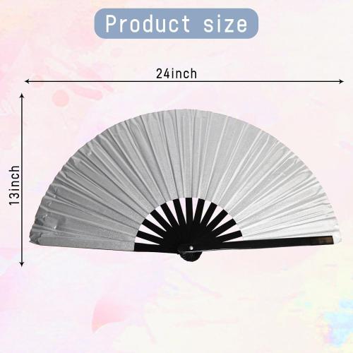 dmjuncong 1Pcs Large Folding Hand Rave Fan,Clack Handheld Fan,Silvery Hand Fan,for Festivals, Rainbow Outfits,Disco Party,Home Decoration and many occasions.