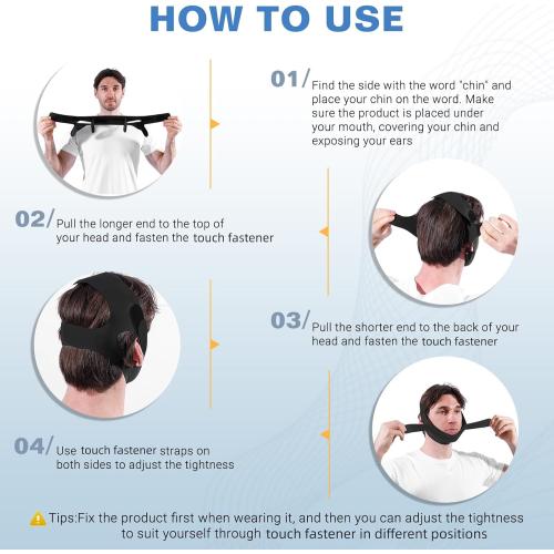 NOIKO Anti Snoring Chin Strap Adjustable, High Elasticity Traceless Chin Strap for Sleeping, Effective Anti Snoring Device, Snore Stopper Breathable and Durable for Adult