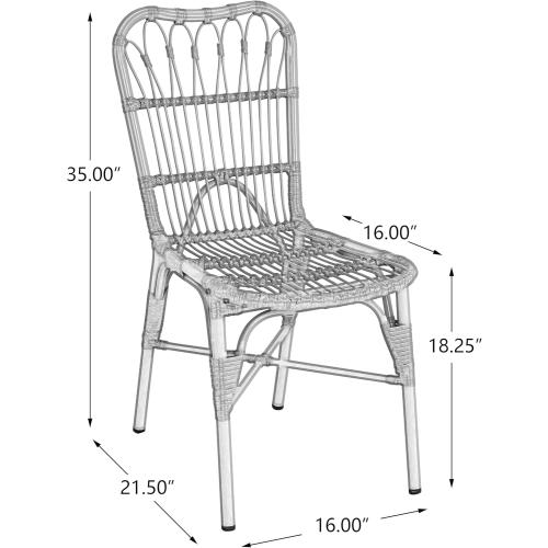 Elephance Outdoor PE Wicker Patio Dining Chairs Set of 2,Outdoor Rattan Chairs for Backyard, Poolside, Garden, Grey
