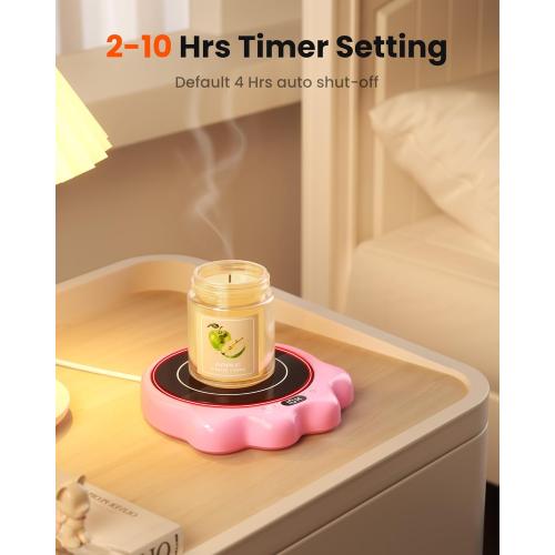Gaiatop Mug Warmer, 50W Cute Cat Paw Cup Warmers, 3 Temp Settings, 2-10H Auto Shut Off, Coffee Accessories Keep Beverage Hot for Desk and Home, Heated Plate Stocking Stuffers for Tea Candle Pink