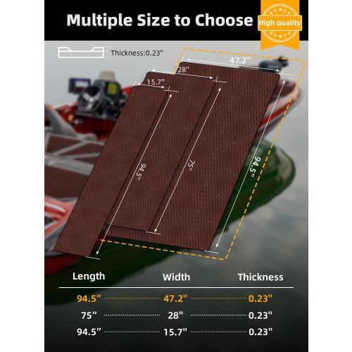 FOCEAN Boat Flooring EVA Foam Boat Decking Self-Adhesive Marine Mat for Motorboats Jon Boats Kayak Bass Boat Garden Floor