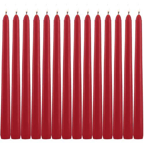 14 Pack Tall Red Taper Candles - 10 Inch Red Dripless, Unscented Dinner Candle - Paraffin Wax with Cotton Wicks - 8 Hour Burn Time.