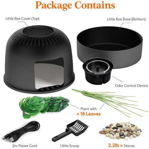 Lifewit Plant Litter Box with Odor Control System, Hidden Cat Litter Box Enclosure with Artificial Plants & Infrared Sensor Auto On/Off, 4 Modes Lights, Quiet, Fits Most Cats, Black