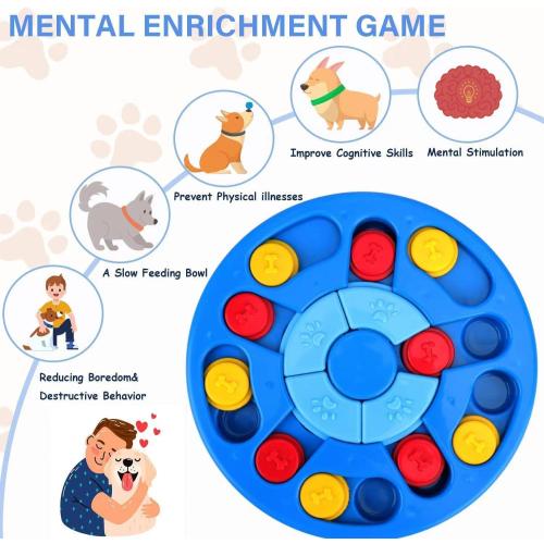 Blue Dog Puzzle Toys Interactive Toy for Puppy IQ Stimulation &Treat Training Games Treat Dispenser for Smart Dogs, Puppy &Cats Fun Feeding (Level 1-3)…