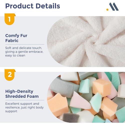 MAXYOYO Bean Bag Chair, Comfy Bean Bag Sofa with Back Support, Faux Fur Bean Bag Chair for Adults and Kids, Stuffed Floor Sofa for Living Room, Bedroom, Apartment, Beige