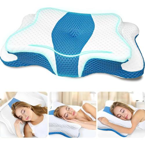 Memory Foam Pillows, Cervical Pillow for Neck and Shoulder Pain Relief, Ergonomic Contour Bed Pillow, Soft for Side Sleep Stomach Sleeping and Back Sleeper