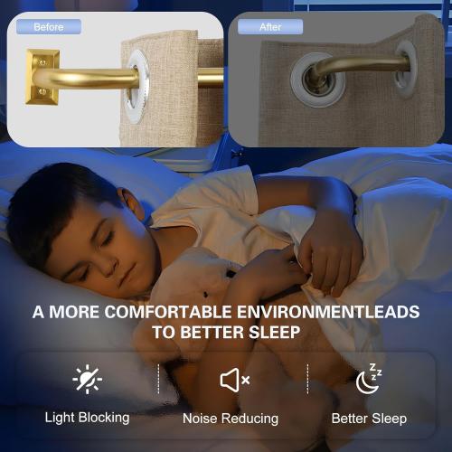 Gold Wrap Around Curtain Rods 2 Pack:Blackout Heavy Duty Adjustable Window Curtain Rod for Bedroom Kitchen,Modern Decorative Curved French Metal Drapery Rods Easy Install,Brushed Gold 48-90