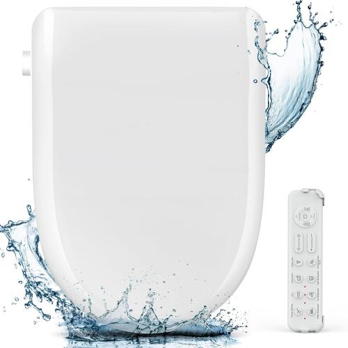 Bidet Toilet Seat Round Smart Electric Heated Toilet Seat with Warm Water & Dryer, Feminine & Child Wash, Self-Clean Stainless Steel Nozzle, Adjustable Water Pressure, Slow Close Lid