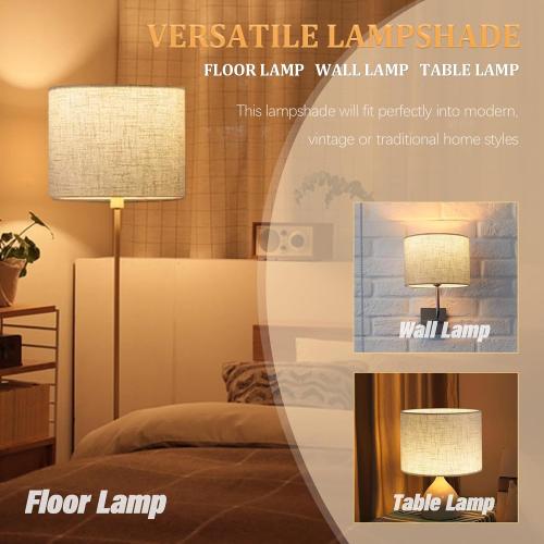 Lamp Shade for Table Lamps, Drum Lampshade for Floor Lamps, 13 Top X 13 Bottom X 10 High Large Lamp Shade, Beige Modern Fabric Lampshade, Easy Assembly Replacement Lamp Shade Spider Fitter