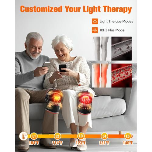 CRAZYTECH 3D Red Light Therapy for Knee, FSA Eligible HSA 5000mAh Cordless Knee Massager with 4 Vibration Areas, Infrared Heating Pad Wrap Device for Knee Elbow Shoulder, 660nm 850nm