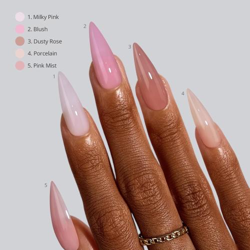 BTArtboxnails XCOATTIPS Bare 5-Shade Nude Press On Nails, L Stiletto, 160Ct