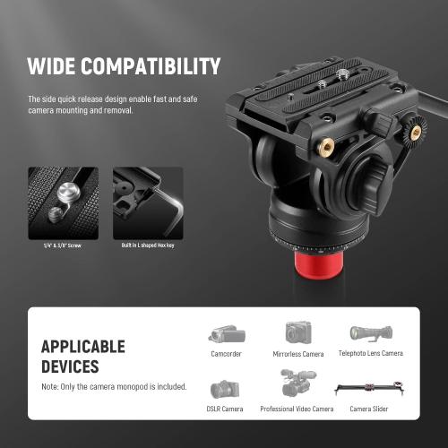 NEEWER 71.6 Pro Camera Monopod with Feet, Carbon Fiber Telescopic Video Monopod with QR Plate Compatible with DJI RS Gimbals, Removable Base for Camera Camcorder, Max Load 13.2lb/6Kg, TP71