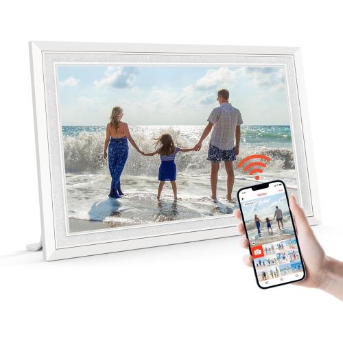 Frameo 10.1 Digital Picture Frame with 32GB Memory White WiFi Electronic Photo Frame 1280 x 800 IPS HD Touch Screen Auto-Rotate Slideshow Wall Mountable Share Photos/Video Remotely Anywhere