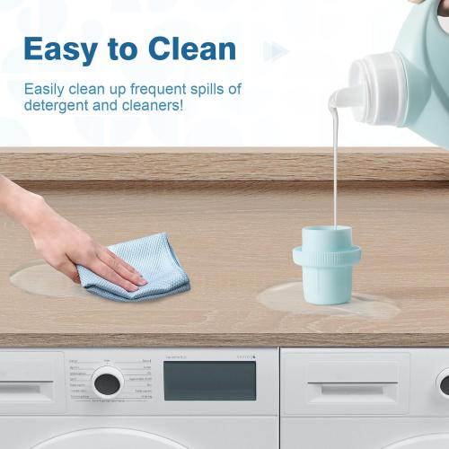 Washer Dryer Countertop 54 inch x 27.5 inch Laundry Room Countertop for Washer and Dryer with Edge Rails, Oak